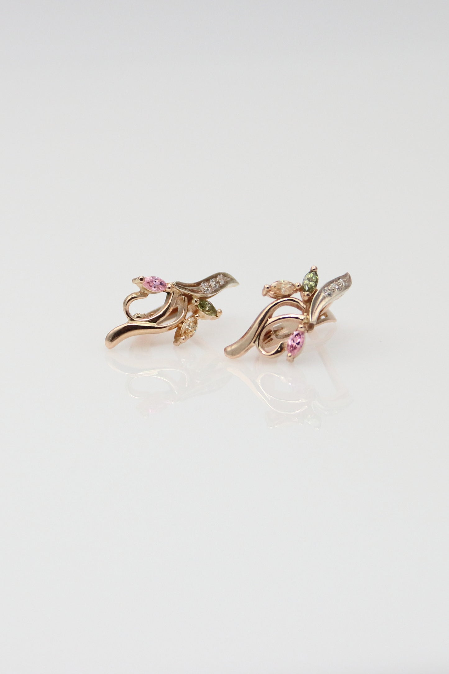 14K Rose Gold Multicolored Stone Earrings