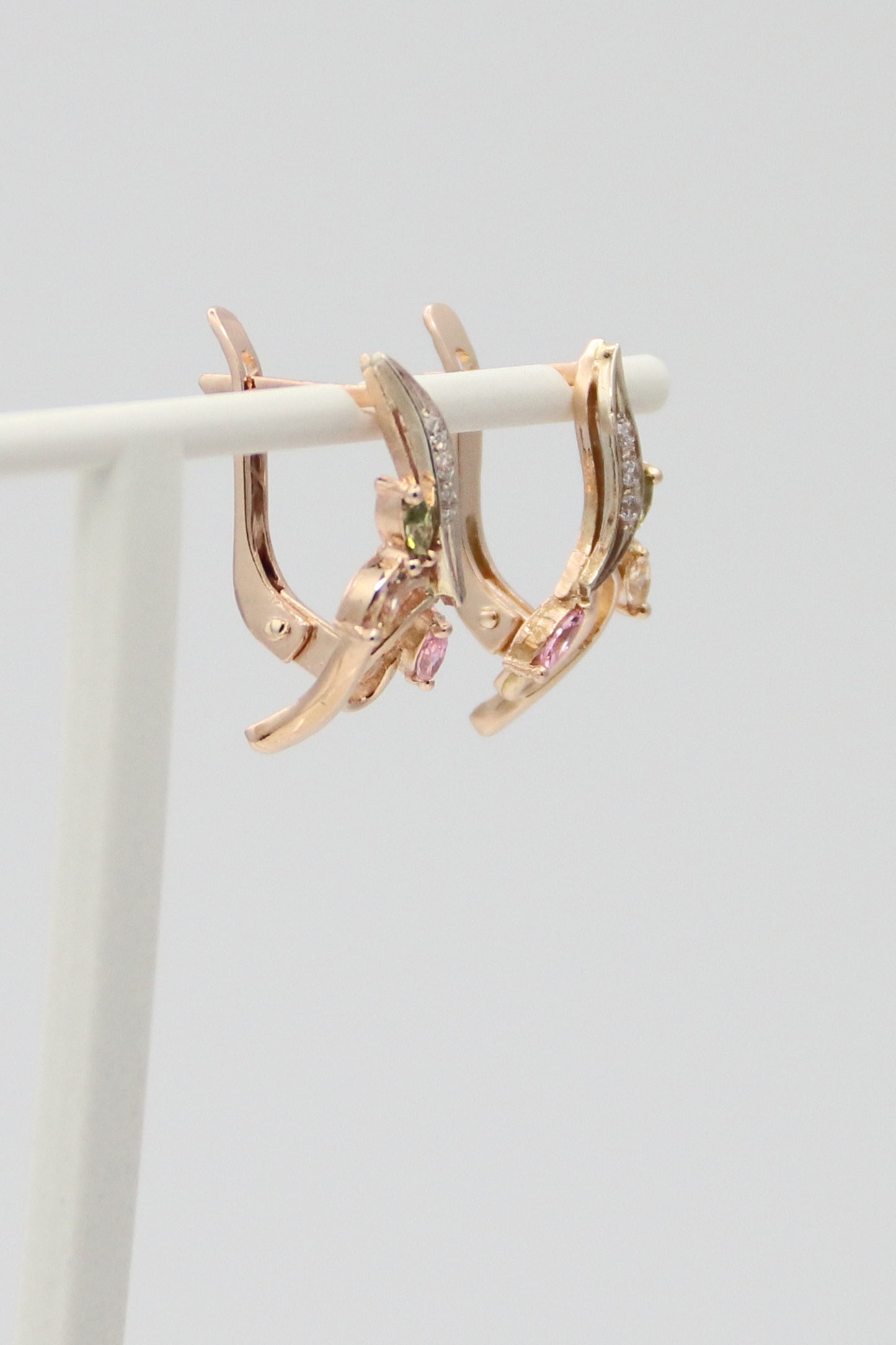 14K Rose Gold Multicolored Stone Earrings