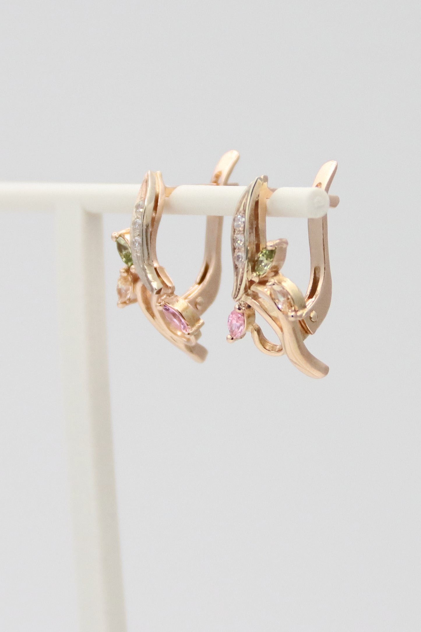 14K Rose Gold Multicolored Stone Earrings