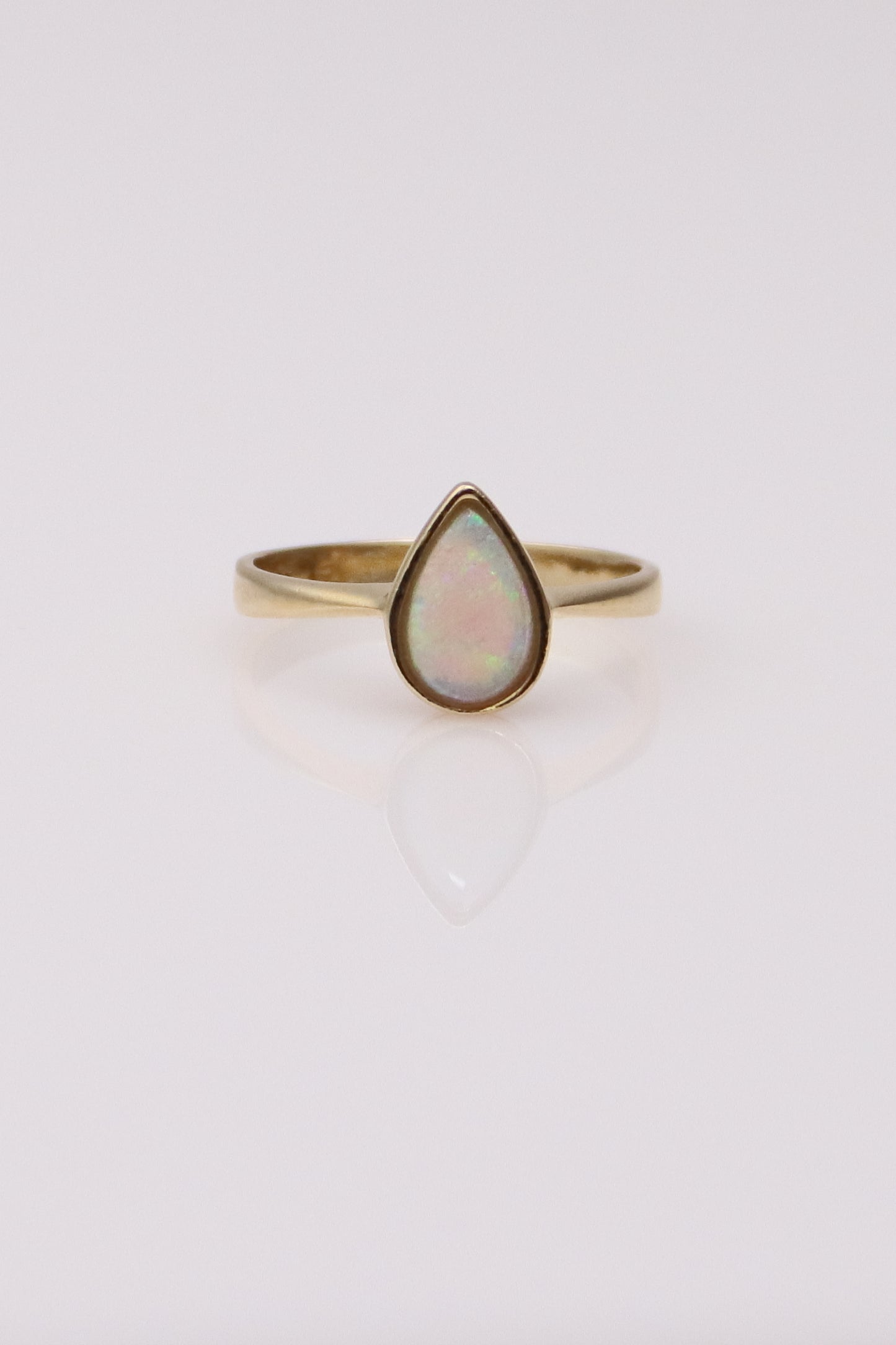 14K Yellow Gold Pear Shaped Opal Ring