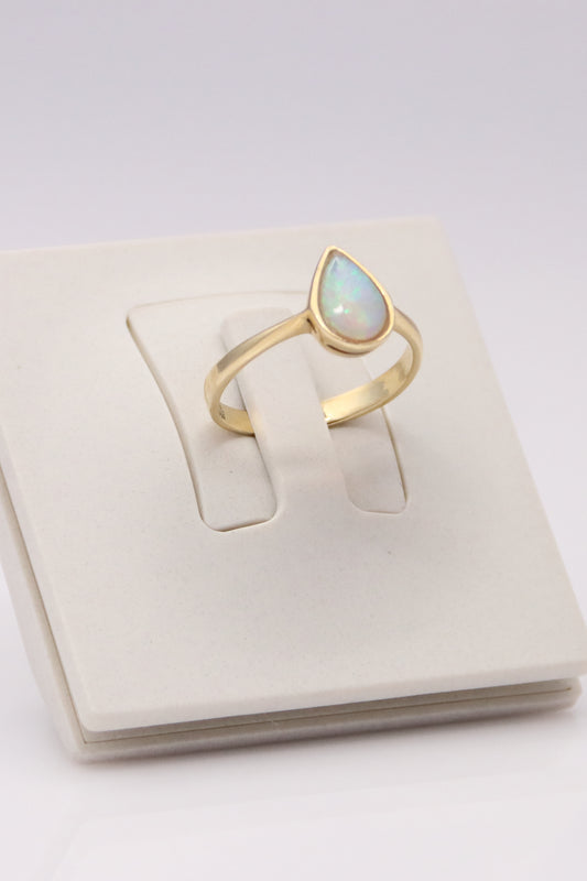 14K Yellow Gold Pear Shaped Opal Ring