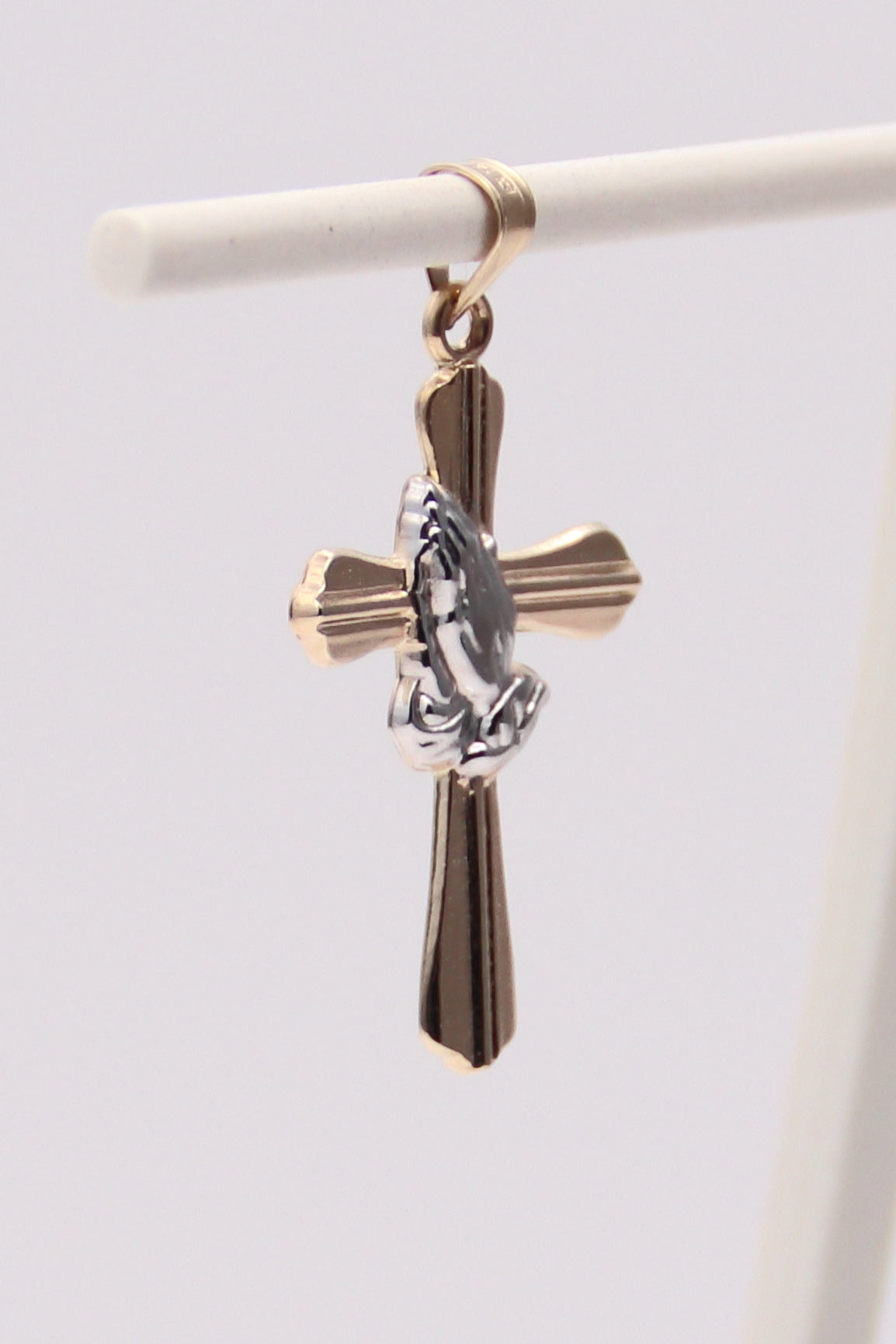 14K Two-Tone Prayer Cross Pendant