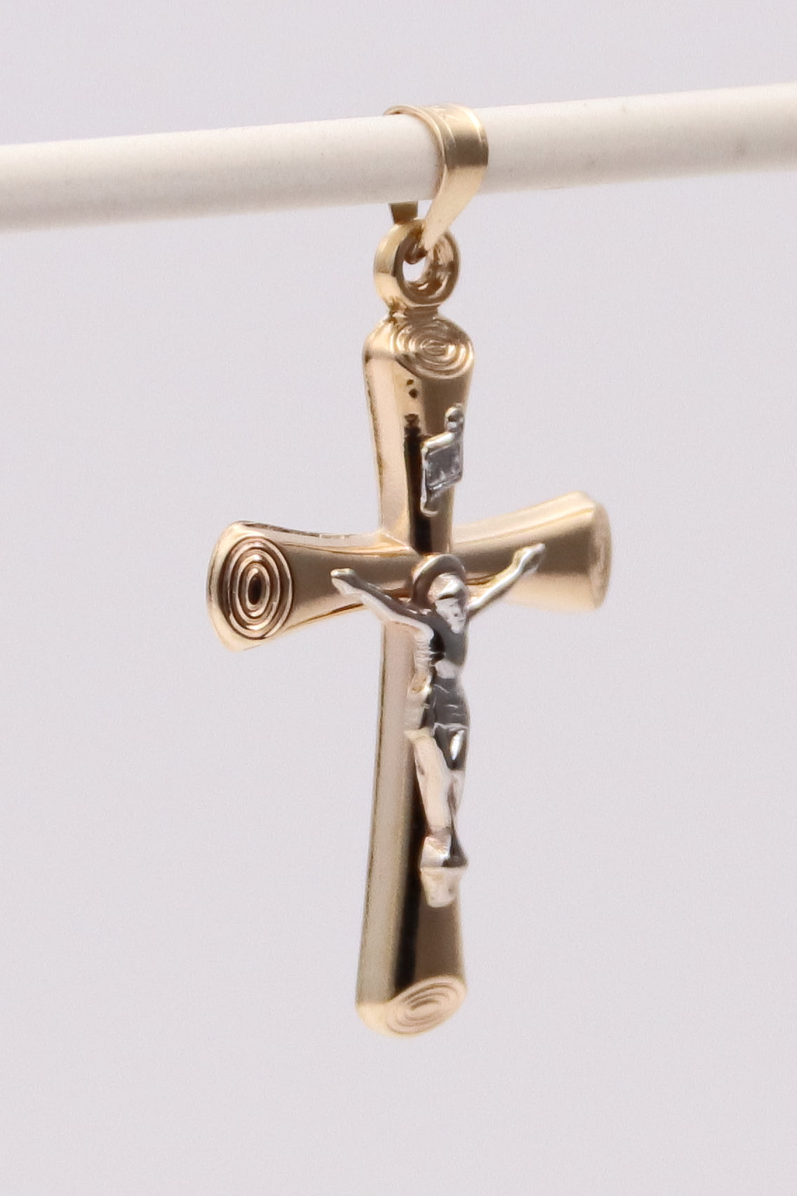 14K Two Tone Crucifix Pendant