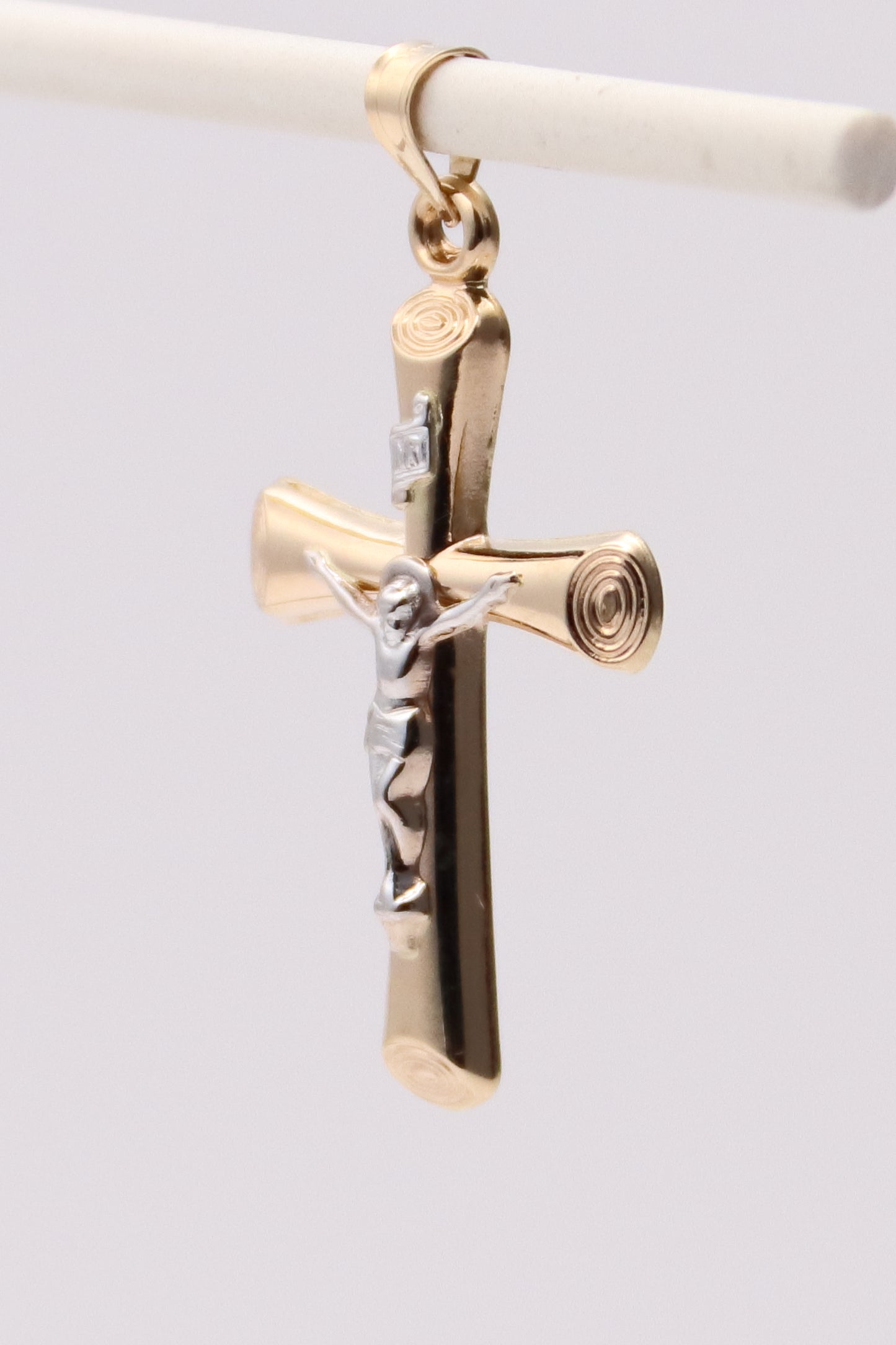 14K Two Tone Crucifix Pendant