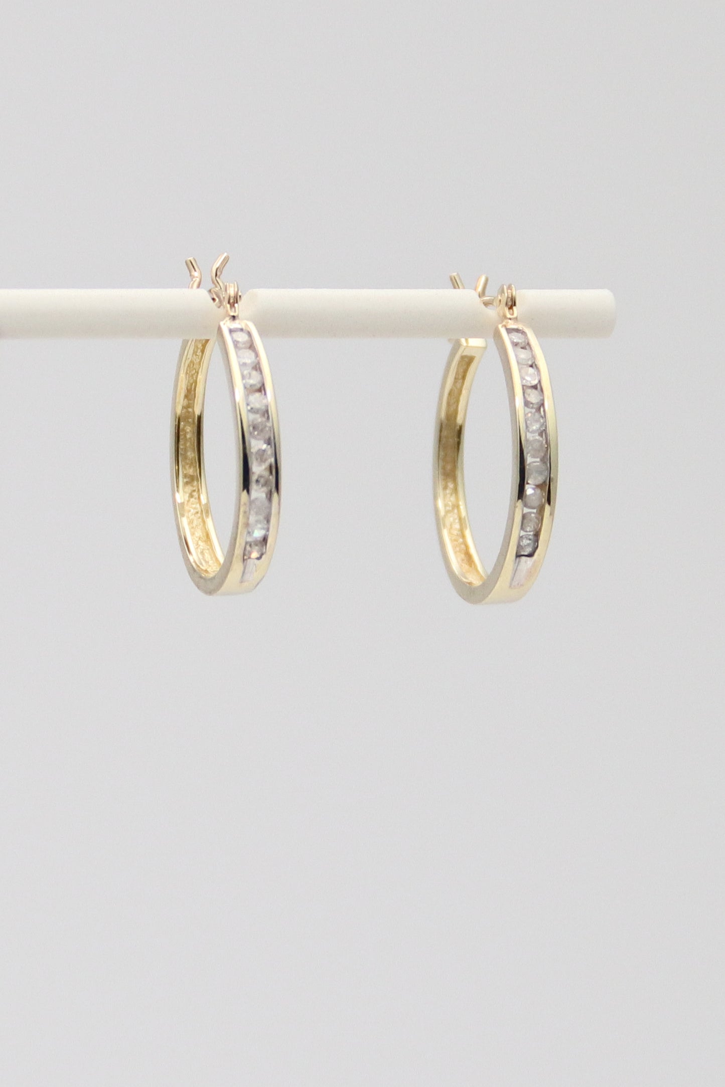 14K Diamond Hoops