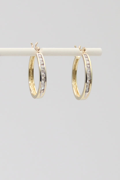 14K Diamond Hoops