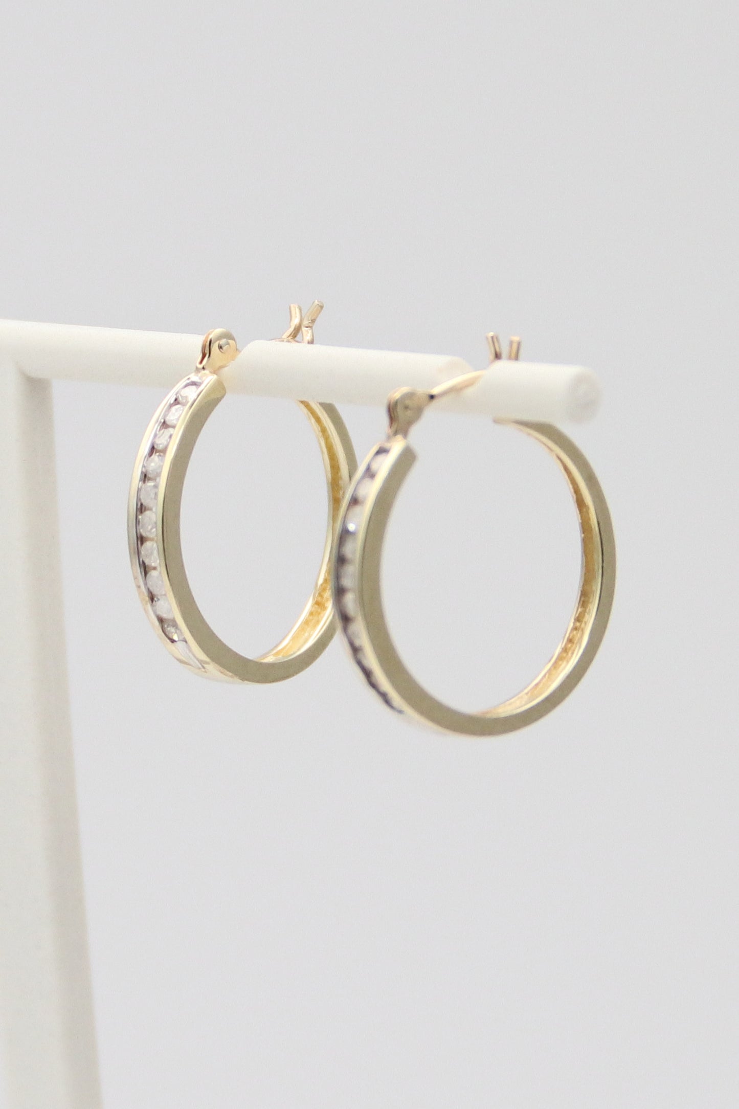 14K Diamond Hoops