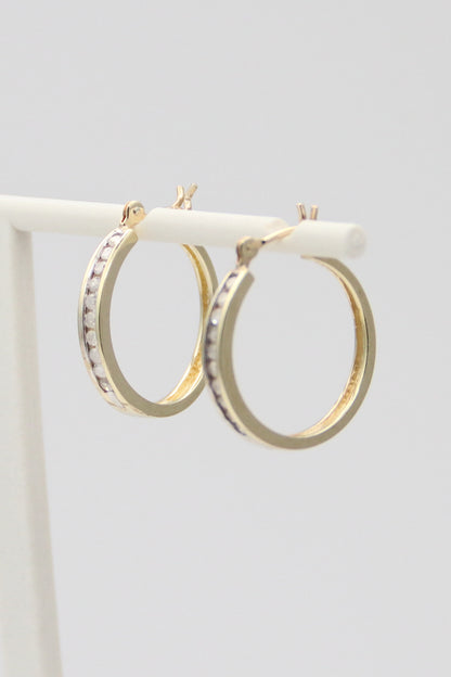 14K Diamond Hoops