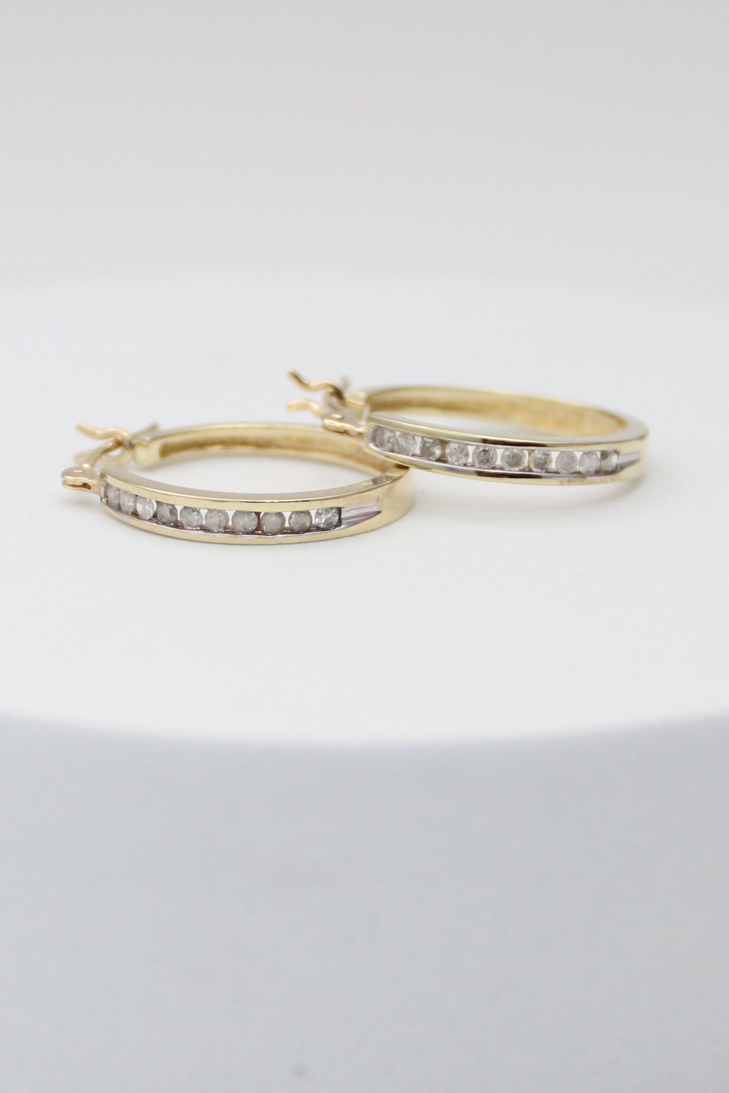 14K Diamond Hoops