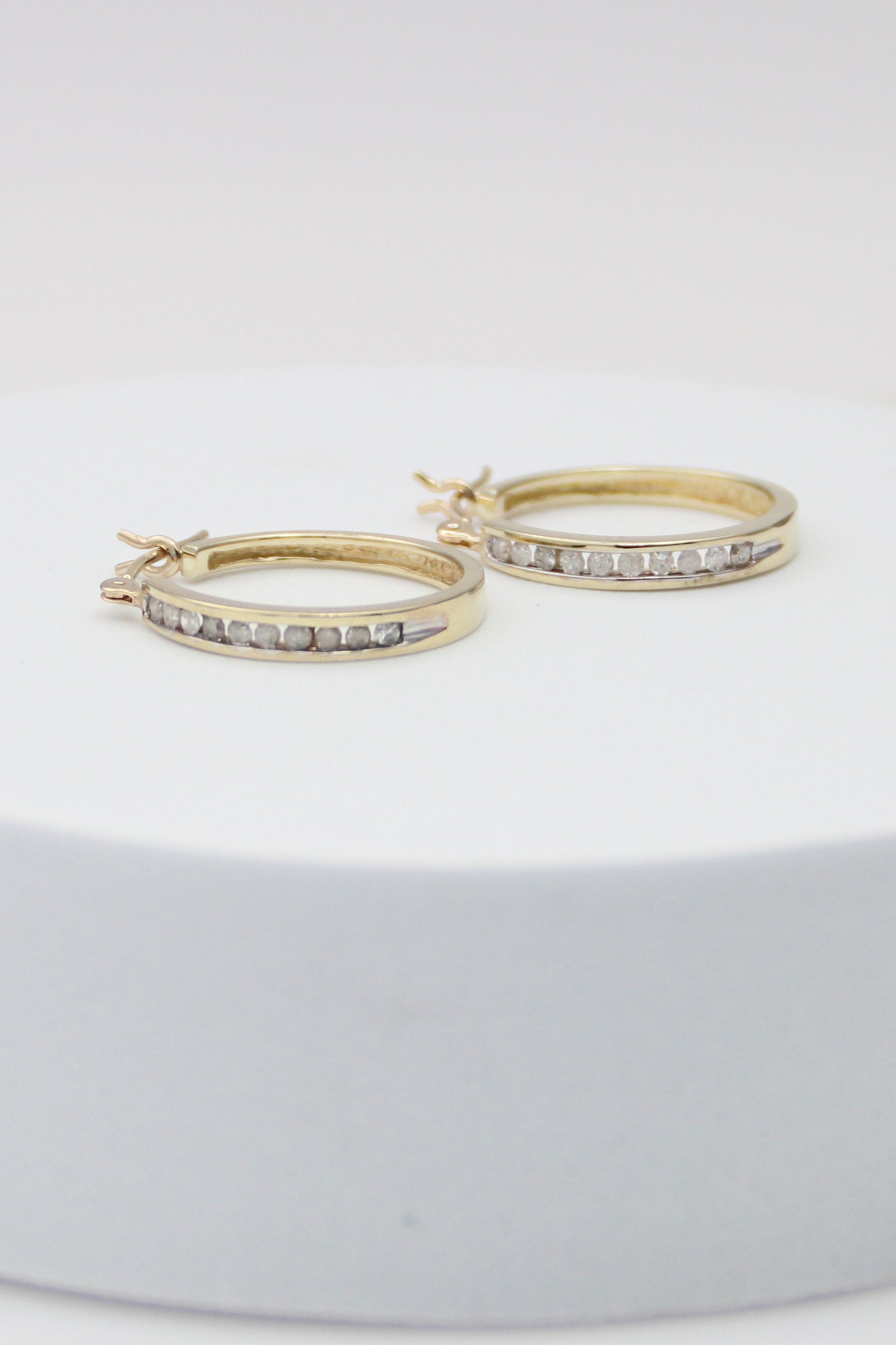 14K Diamond Hoops