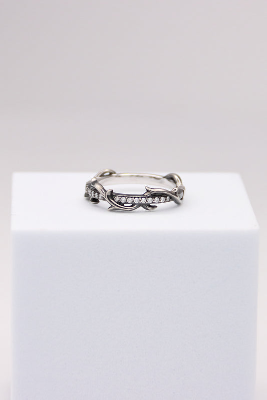 Black and White Gold Diamond Wedding Band