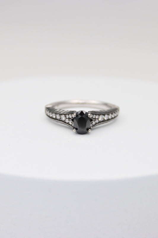 14K Black Diamond Engagement Ring