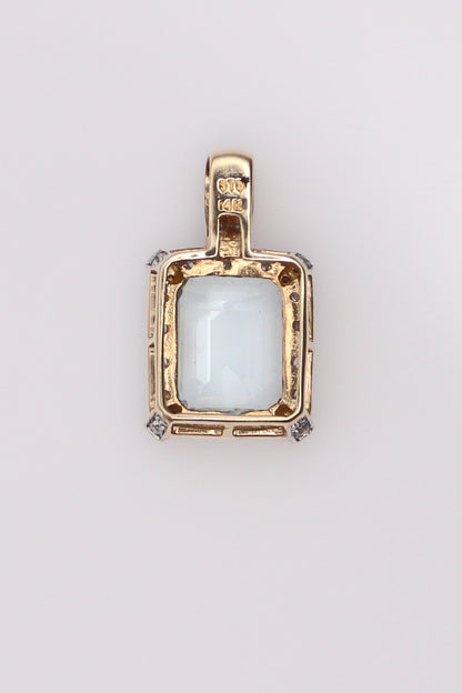 14K Blue Stone and Diamond Pendant