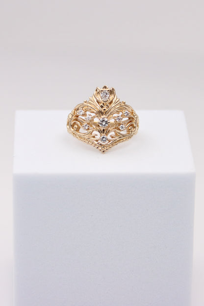 14K Antique Yellow Gold Diamond Ring