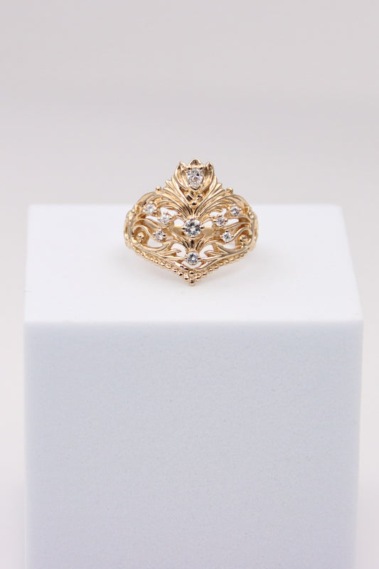 14K Antique Yellow Gold Diamond Ring