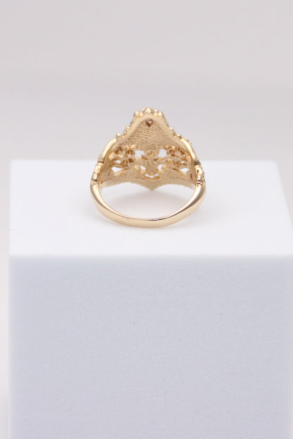 14K Antique Yellow Gold Diamond Ring