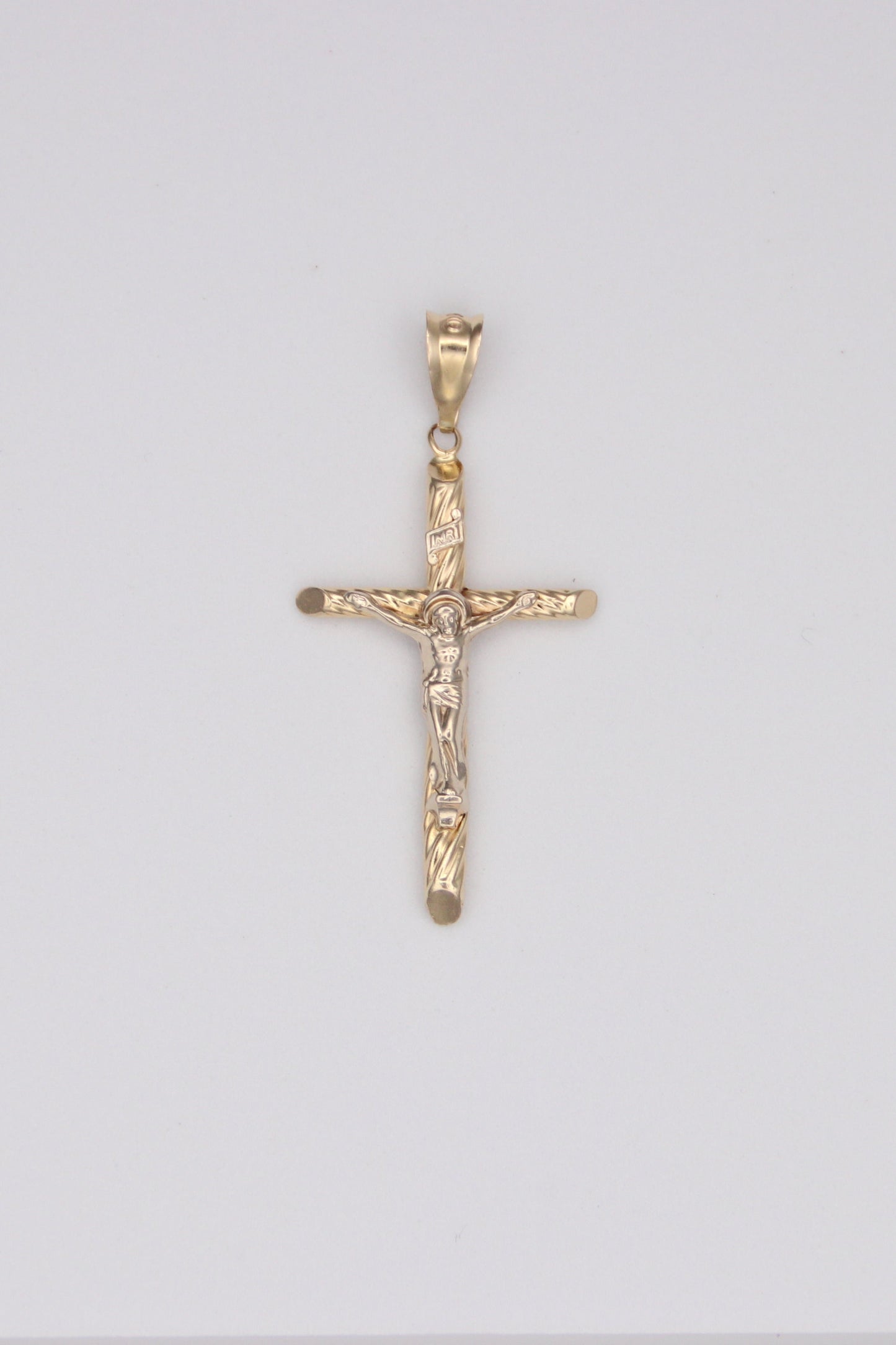 14K Yellow Gold Rope Crucifix