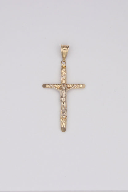 14K Yellow Gold Rope Crucifix