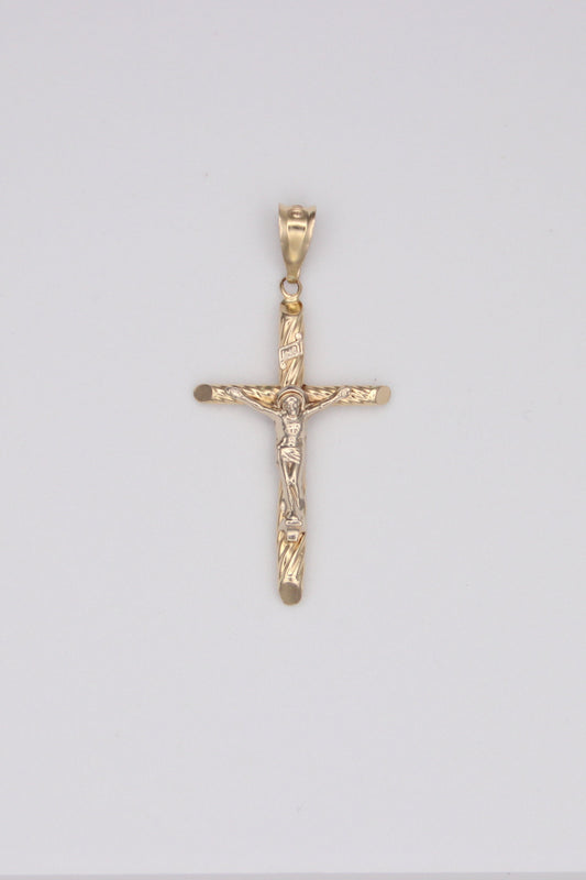 14K Yellow Gold Rope Crucifix