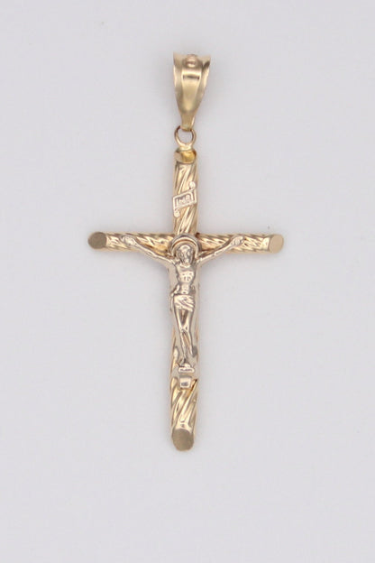 14K Yellow Gold Rope Crucifix