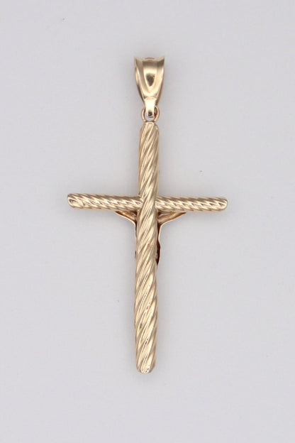 14K Yellow Gold Rope Crucifix