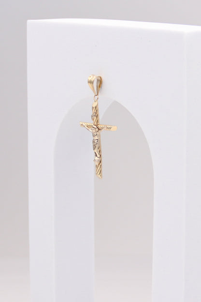 14K Yellow Gold Rope Crucifix