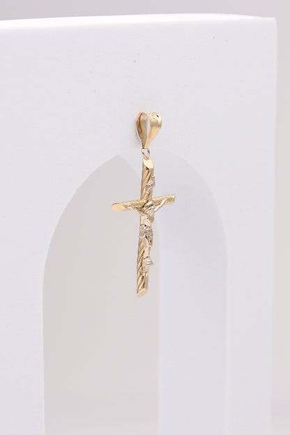 14K Yellow Gold Rope Crucifix