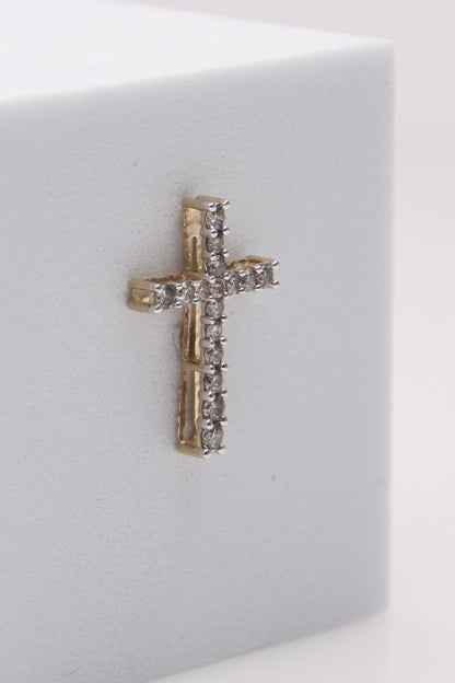 10K Yellow Gold Diamond Cross Pendant