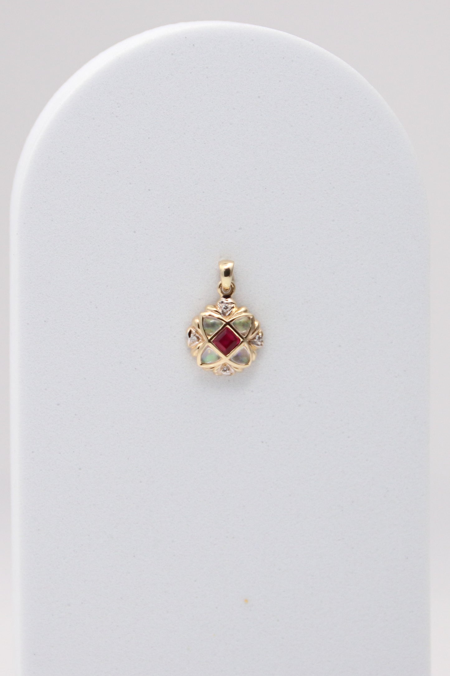 14K Yellow Gold Multi Stone and Diamond Pendant