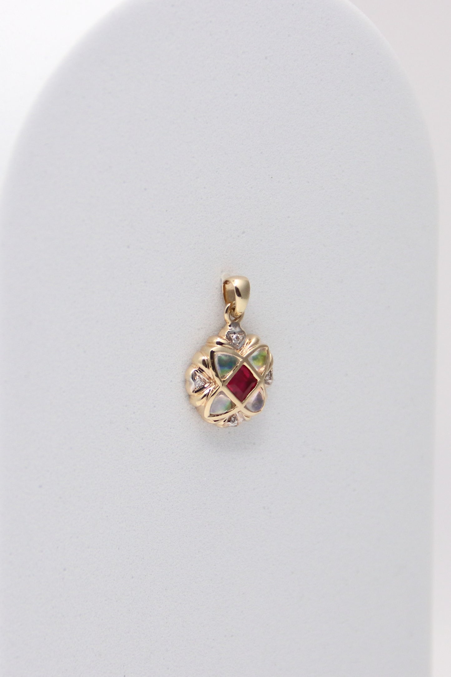 14K Yellow Gold Multi Stone and Diamond Pendant