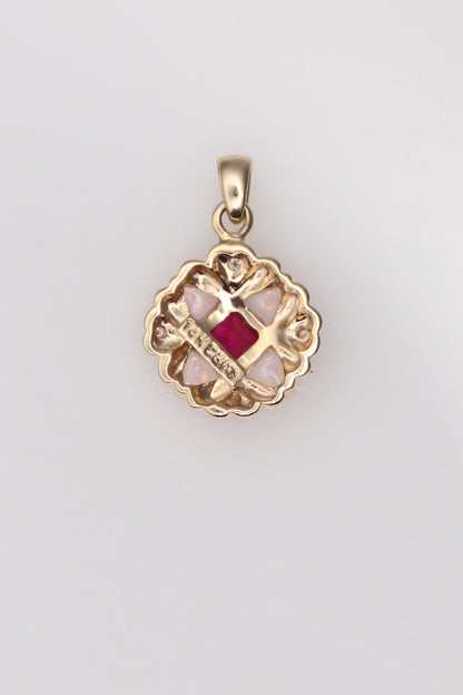 14K Yellow Gold Multi Stone and Diamond Pendant