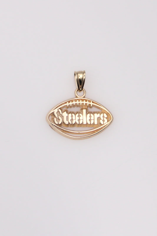 14K Yellow Gold Steeler's Football Pendant