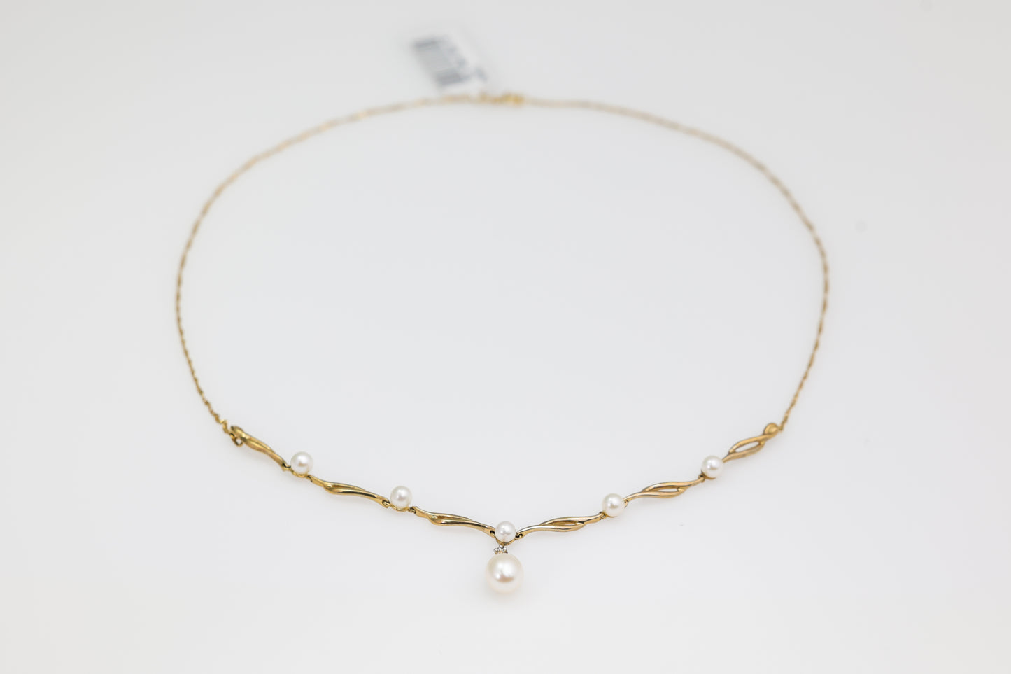 10K Yellow Gold Pearl Diamond Necklace