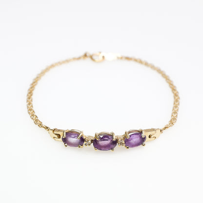 14K Yellow Gold Bracelet with Purple Stones