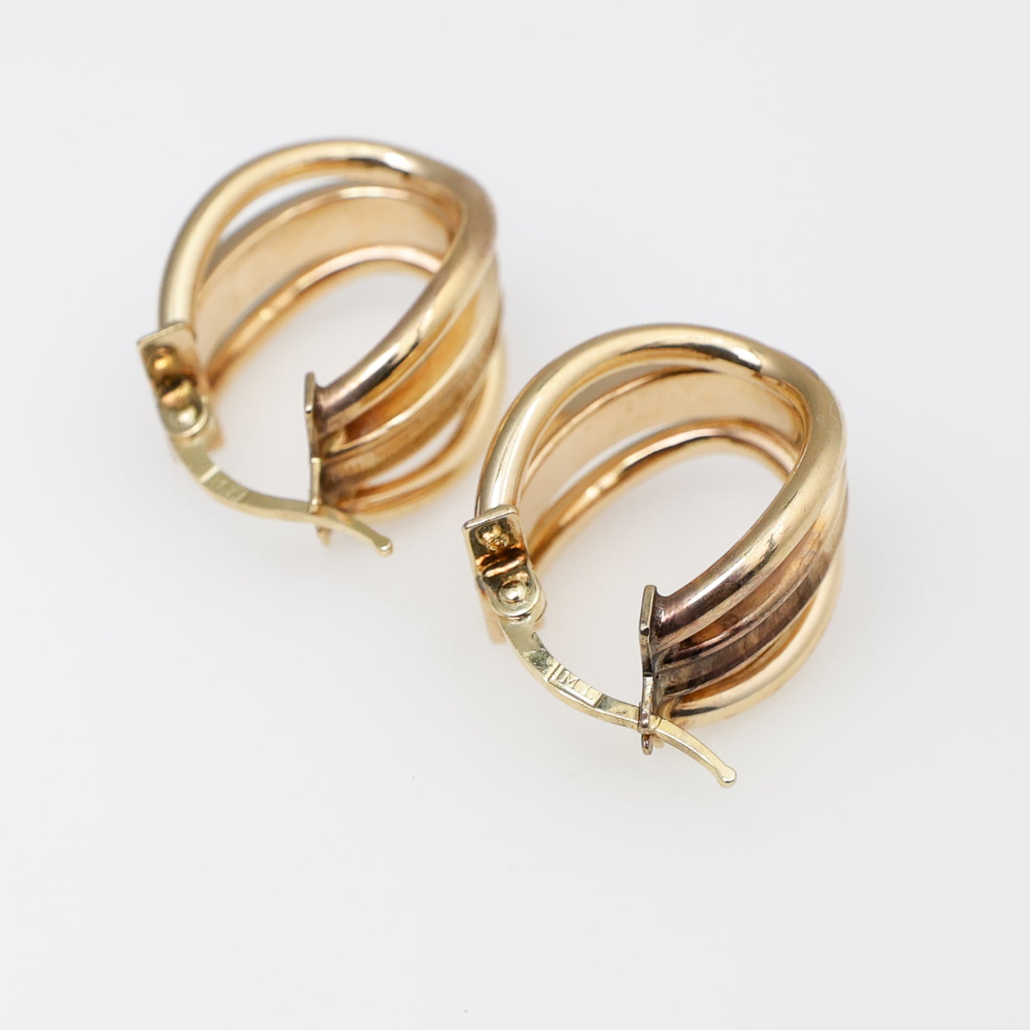 14K Yellow Gold Tri-Hoop Earrings