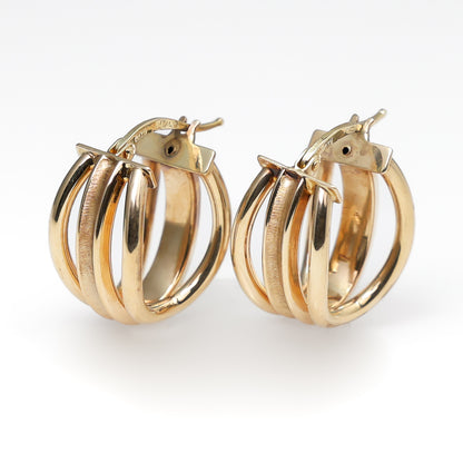 14K Yellow Gold Tri-Hoop Earrings