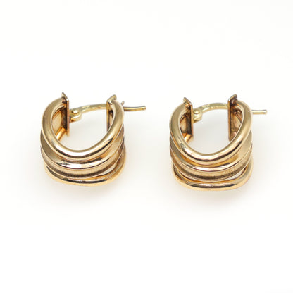 14K Yellow Gold Tri-Hoop Earrings