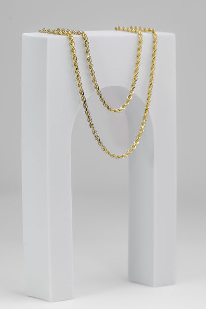 14k Yellow Gold Rope Necklace 20"