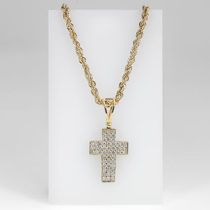 14K Yellow Gold Diamond Cross Pendant