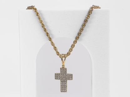 14K Yellow Gold Diamond Cross Pendant