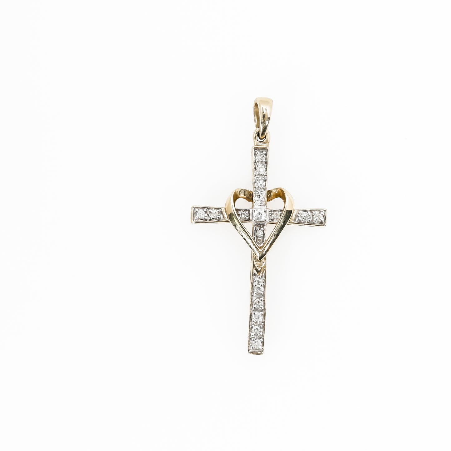 10k Yellow Gold Diamond Cross Pendant