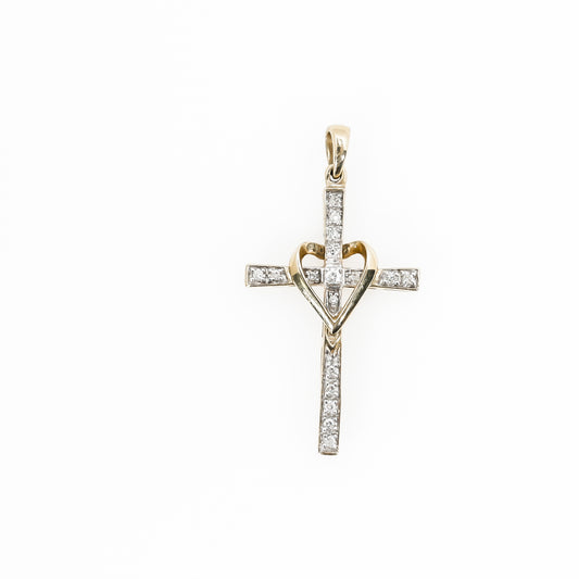 10k Yellow Gold Diamond Cross Pendant