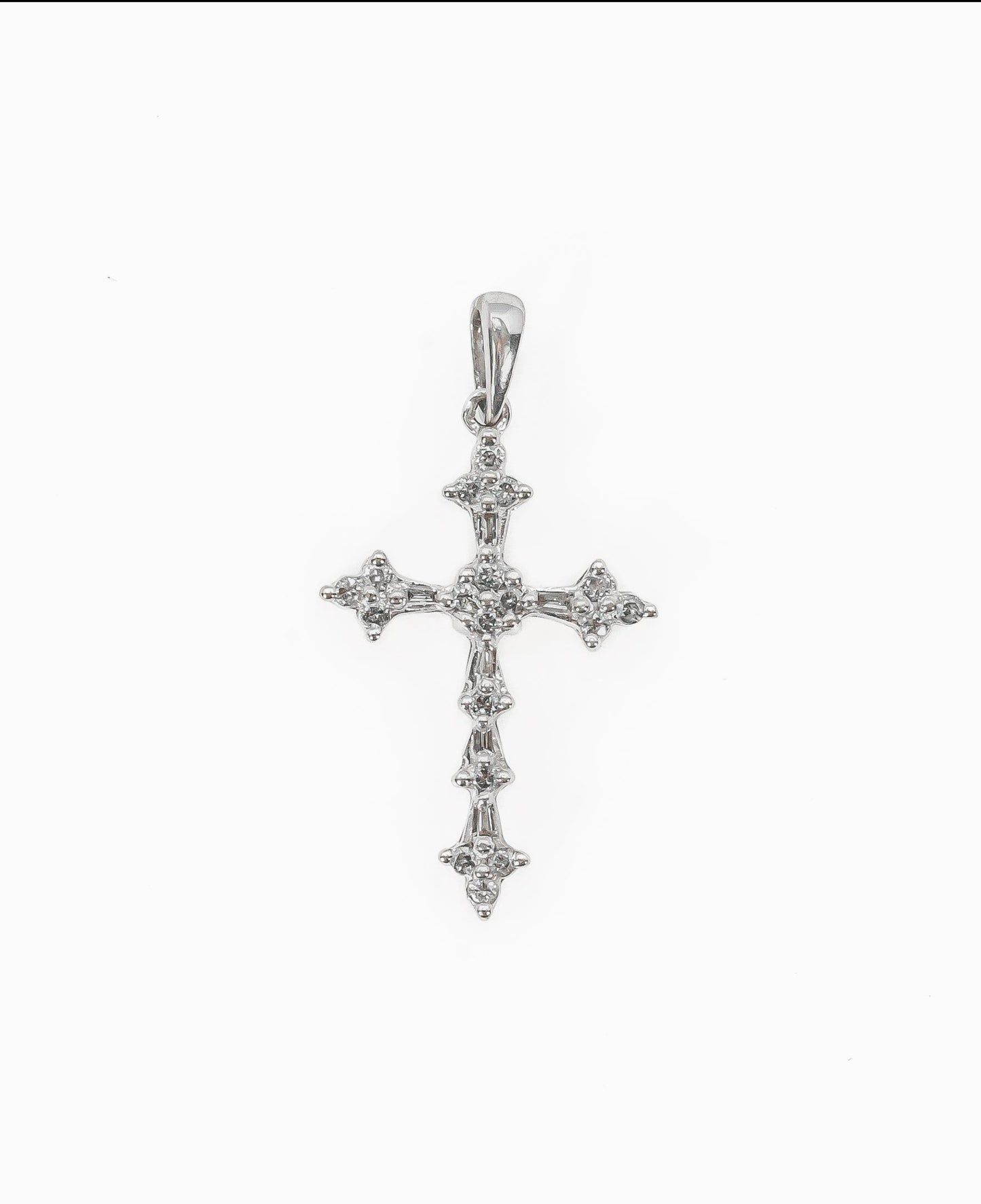 10K White Gold Diamond Cross Pendant