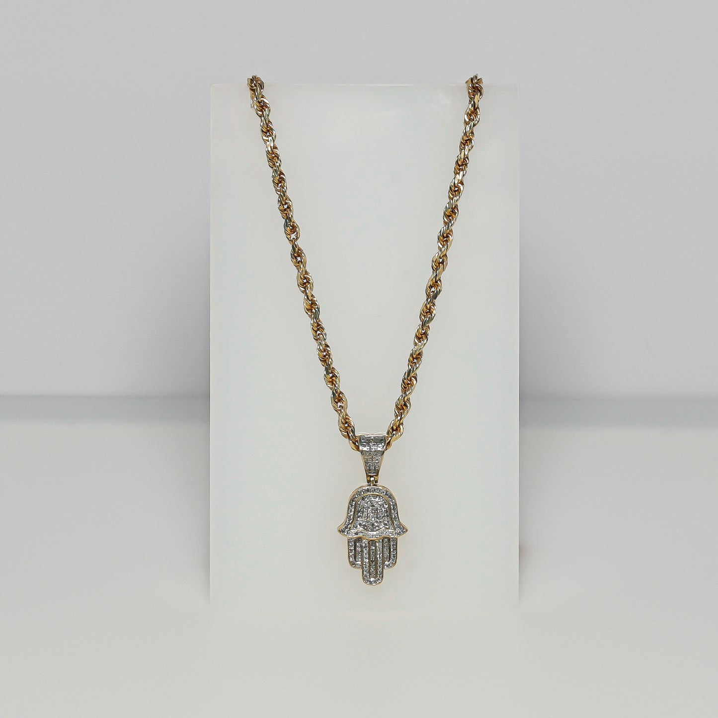 10K Yellow Gold Diamond Hamsa Pendant