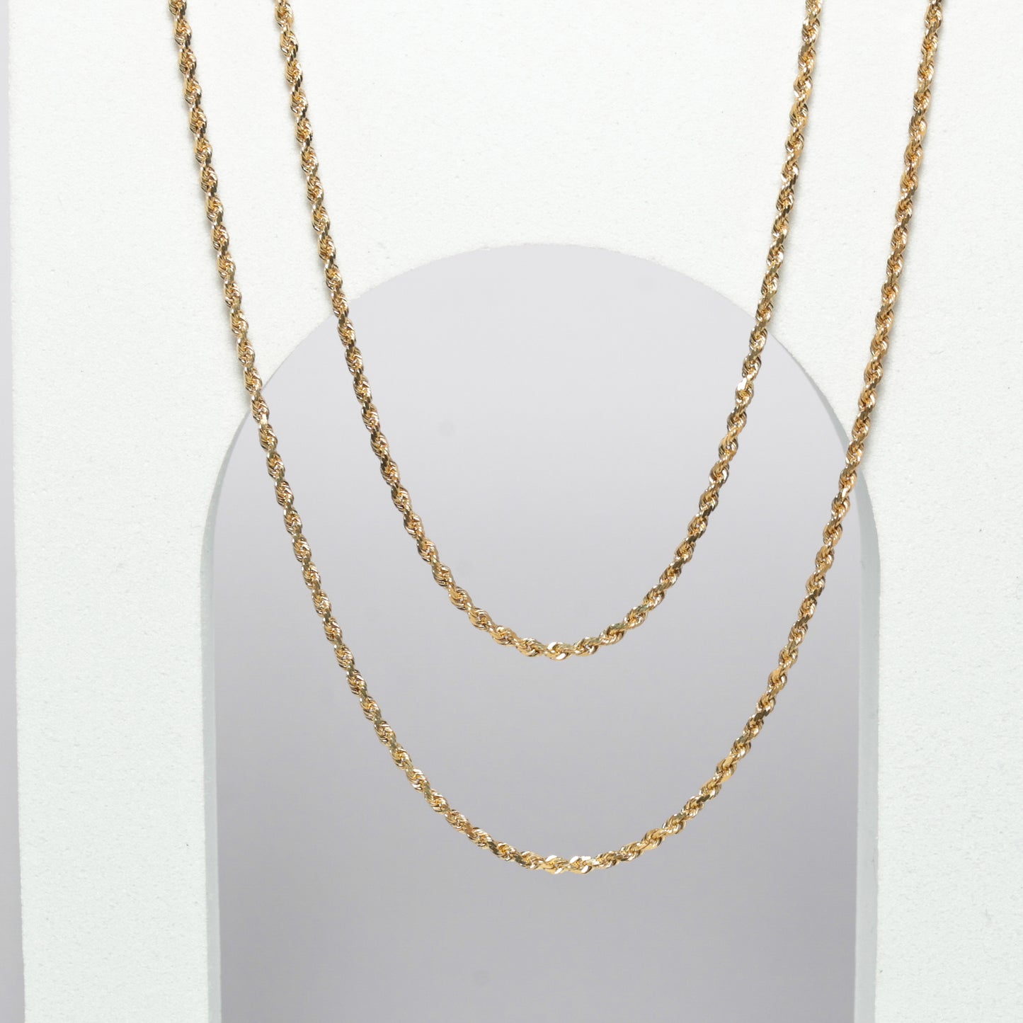 14K Long Gold Rope Necklace