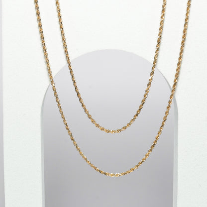 14K Long Gold Rope Necklace