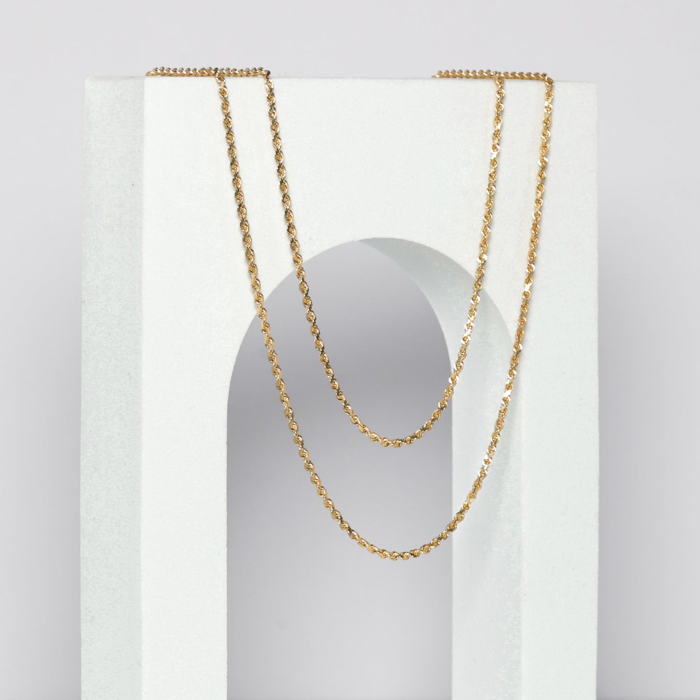 14K Long Gold Rope Necklace