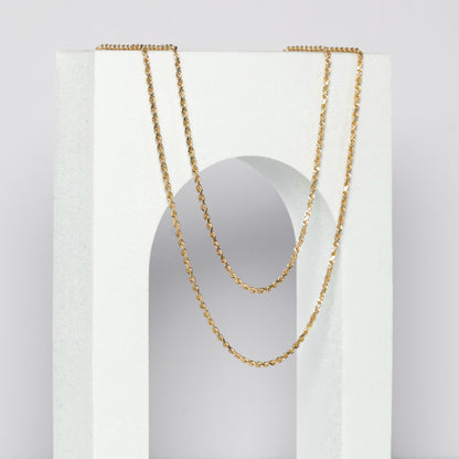 14K Long Gold Rope Necklace