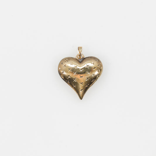 14K Yellow Gold Twinkle Puffed Heart Pendant