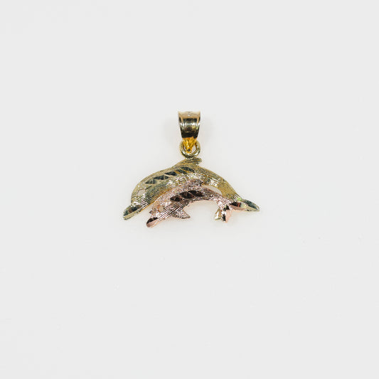 14K Two-Tone Dolphin Pendant